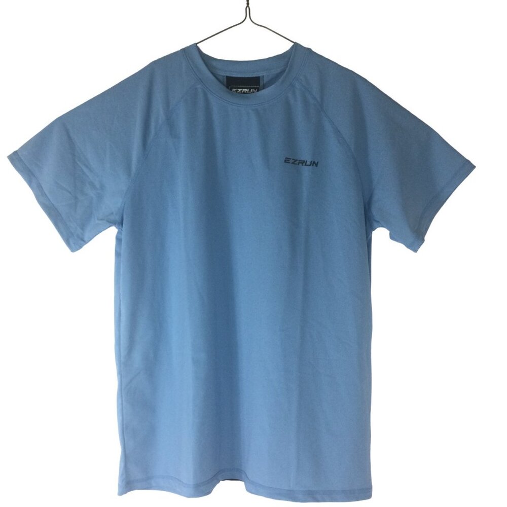 NWT EZRun Shirt Mens M Blue UPF50+ Pullover Short Sleeve Active Wear Light Weigh